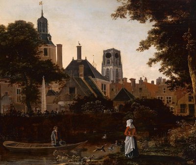 オランダ語：Stadsgezicht te Rotterdam met de Sint Laurenstoren 聖ローレンスケルクの塔があるロッテルダムの眺め。 作： 匿名