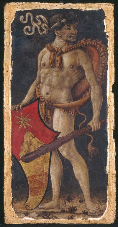 オランダ語：Wildeman met wapen van de familie Chigi 盾を支える野生の男、右向き 作： 匿名