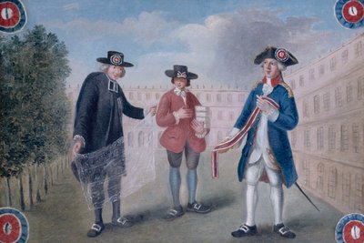 フランス語：Aux trois ordres.パレ・ロワイヤルのコカド商の看板。パレ・ロワイヤル、パリ1区 作： 匿名