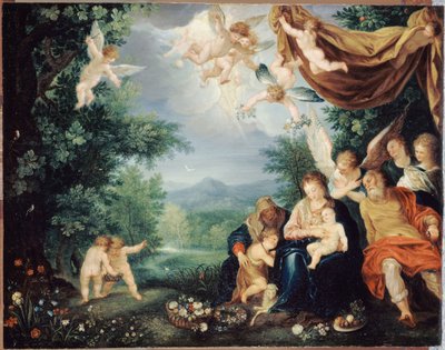 フランス語：Le Repos de la Sainte Famille pendant la fuite en Égypte（エジプトへの飛行中、休息する聖家族） 作： 匿名