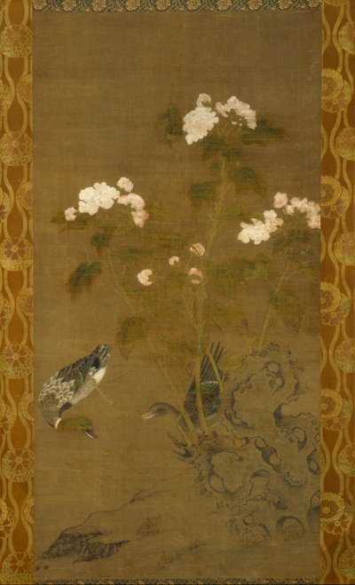 牡丹と鴨 作： 匿名
