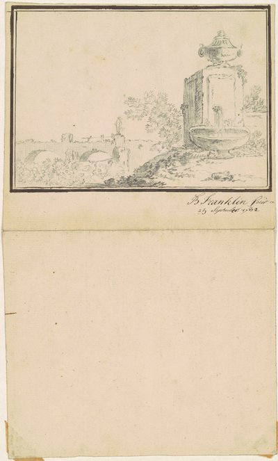 噴水のある風景 作： attributed to Benjamin Franklin Bache
