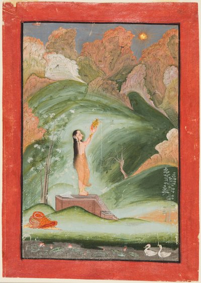 昇る太陽を崇拝する女性 (スーリヤ プージャ) 作： attributed to Chokha