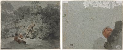 ファゴット・ギャザラー (右) 下から見た頭の習作 (裏) 作： attributed to Francisque Millet