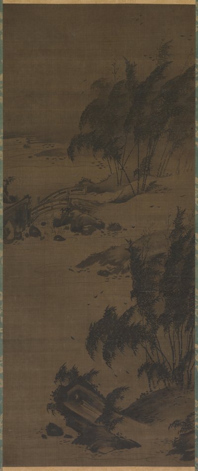風に舞う竹 作： attributed to Genga