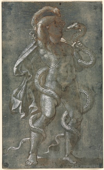 二匹の蛇に絡まれた男 作： attributed to Giovanni Antonio da Pordenone