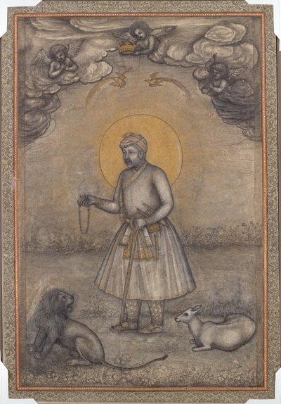 年老いたアクバルの肖像 作： attributed to Govardhan