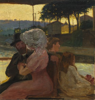 オン・ザ・リバー 作： attributed to Henri Edmond Cross