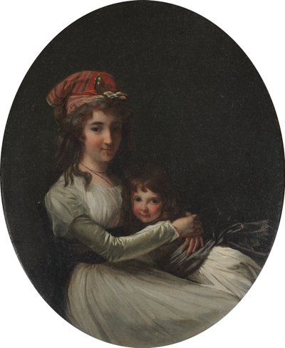 母と娘の肖像 作： attributed to Henri Pierre Danloux