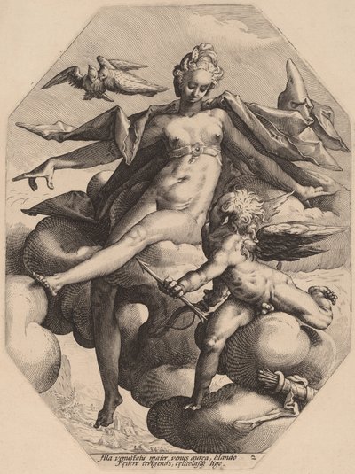 ヴィーナスとキューピッド 作： attributed to Jacob Matham, after Hendrick Goltzius