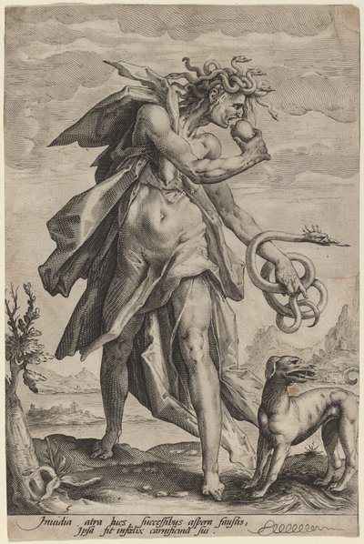 妬み 作： attributed to Jacob Matham, after Hendrik Goltzius