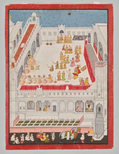 Rasleelaに出席するMaharana Jagat Singh 作： attributed to Jai Ram
