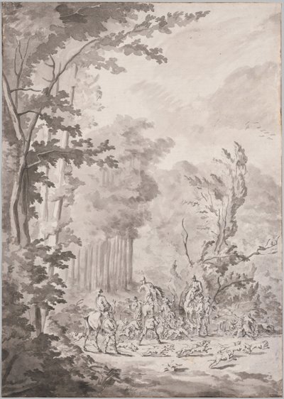 マーリーでの狩猟パーティー 作： attributed to Jean Baptiste Martin, Le Vieux