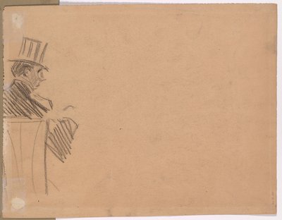 背の高い帽子をかぶった男の右横顔 (裏面) 作： attributed to Jean Louis Forain