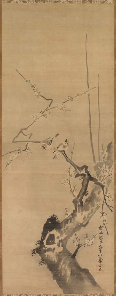 梅の花に雀 作： attributed to Kano Tan’yū