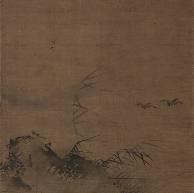水鳥と葦 作： attributed to Liang Kai