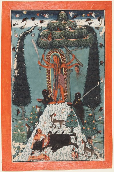 山頂に立つ女神カーリー 作： attributed to Master of the court of Mandi