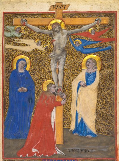ミサ典書の一枚の葉: 磔刑 作： attributed to Nicolò da Bologna