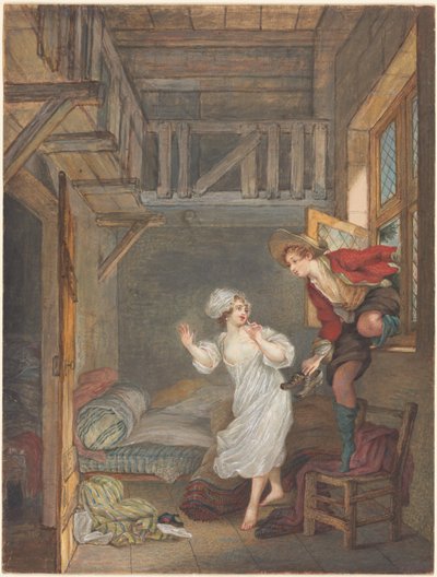 恋人の訪問 作： attributed to Pierre Antoine Baudouin