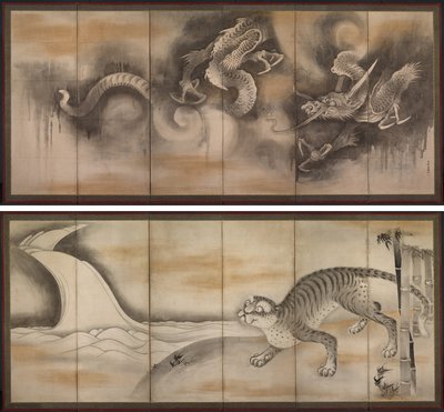龍と虎 作： attributed to Soga Nichokuan