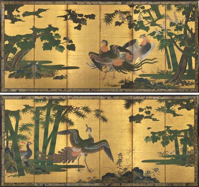 クジャクとフェニックス 作： attributed to Tosa Mitsuyoshi