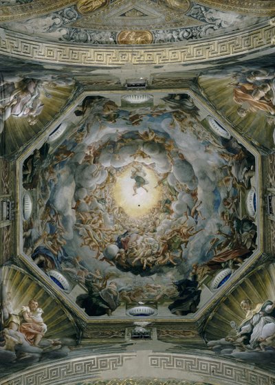 聖母の被昇天、ドームの天井から、1526-30 作： Antonio da Correggio