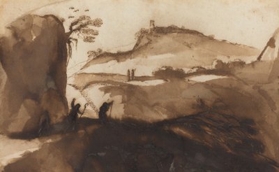 割れ目をのぞく羊飼い 作： called Guercino Giovanni Francesco Barbieri