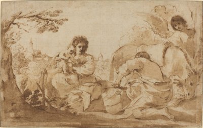 エジプトへの逃亡中の休息 作： called Guercino Giovanni Francesco Barbieri