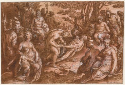 マルシアスの皮剥ぎ」 1570-1605年頃 作： called Johannes Stradanus Jan van der