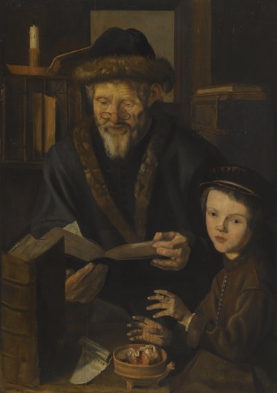 哲学者と幼い子供 作： called Stap Woutersz. Jan