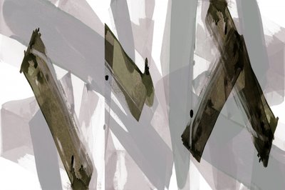 抽象的なオリーブグレーの筆致 作： 