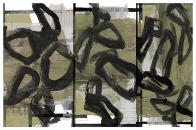 ダイナミックな筆触の抽象画 作： 