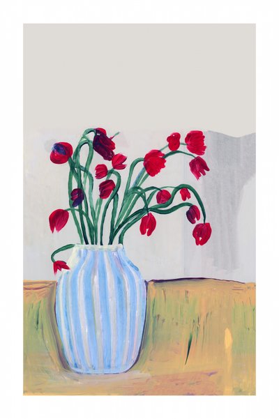 赤い花々の静物画 作： cartissi