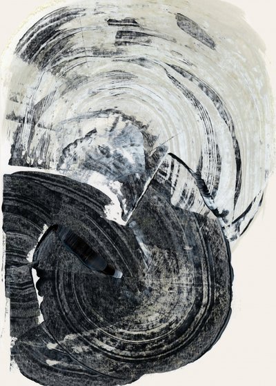 渦巻くモノクロの抽象画 作： cartissi