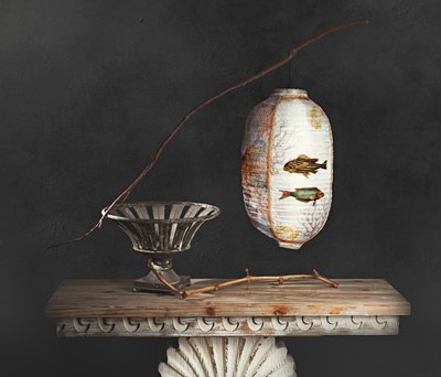 アジアのランタンを題材にした静物画 作： chenyi wang