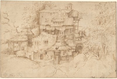 廃墟の上に建てられた素朴な家の複合体 作： circle of Giorgione