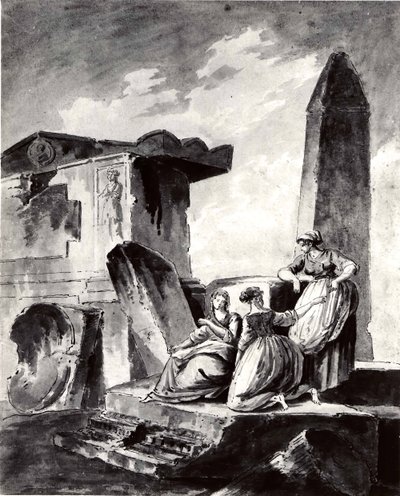 廃墟のスリー・ヤング・ガールズ、カリフォルニア。 1790年。 作： copy after Hubert Robert.