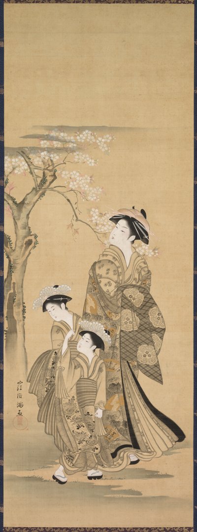 女性と 2 人の子供 作： copy after Kubo Shunman
