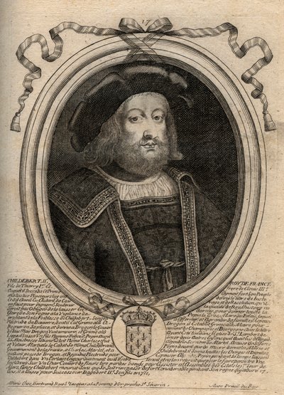 アウストラシア王Childebert II (c. 570 - 596)の肖像 - Childebert II 570 to 595 Merovingian king of Austrasia - engraving from 