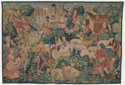 羊飼いの毛刈りを伴う狩猟と田園風景 作： design probably French 16th Century, Paris; woven in southern Netherlands or Paris in an undetermine workshop