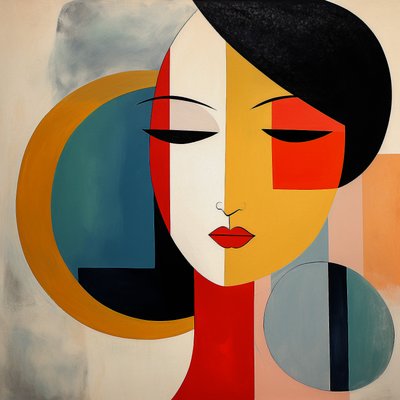 スカンジナビアの女性、モダン・ミニマル、ヴィヴィッド・アート、ウォールアート・プリント 作： F. Abderrahim