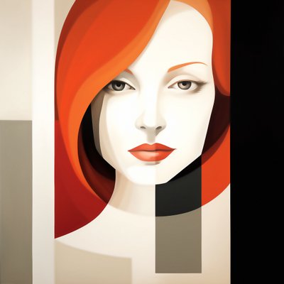 抽象的なミニマリストの現代的な女の子の肖像画、オンデマンドで壁のアートプリント 作： F. Abderrahim