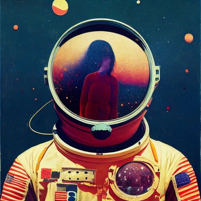 宇宙の抽象的な宇宙飛行士の絵, 壁掛けアート｜キャンバスプリント 作： F. Abderrahim