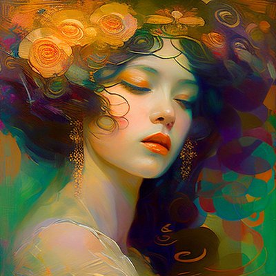 抽象的な美しい女性の顔の肖像画の壁アート 絵画、ウォールアート｜キャンバスプリント 作： F. Abderrahim