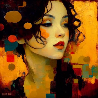 抽象的な女性の肖像画、美しい魅力的な女性の美しさ、印刷用アート 作： F. Abderrahim