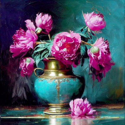 ディープピンクの抽象的な花の絵, 壁掛けアート｜キャンバスプリント 作： F. Abderrahim