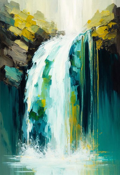 抽象的な自然と風景、滝の絵、ウォールアート｜キャンバスプリント 作： F. Abderrahim