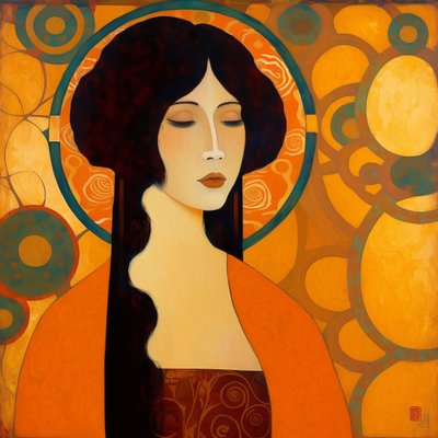 魅力的なアジア人女性の抽象的な肖像画, 壁掛けアート｜キャンバスプリント 作： F. Abderrahim