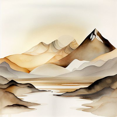 抽象的な柔らかい自然の風景、アクリル山、壁アートプリント 作： F. Abderrahim