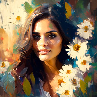 美しいメキシコ女性の肖像画とひまわり, 印刷可能な抽象デジタルアート 作： F. Abderrahim
